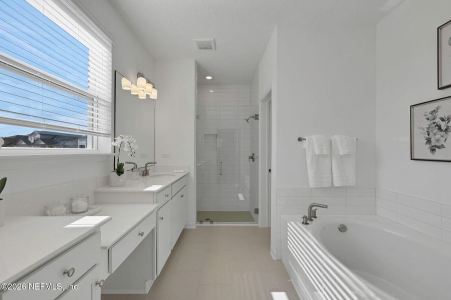 Furnished interior view inside a new home in Seminole Trace, Palm Coast (Image 50).