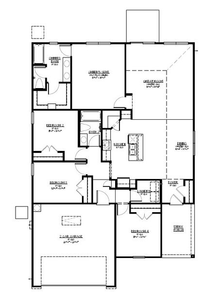 2D floor plan layout for the The Loblolly by Smith Family Homes in Majestic Oaks, Brunswick, GA (Image 3). 2D floor plan layout for the The Loblolly by Smith Family Homes in Majestic Oaks, Brunswick, GA (Image 3).