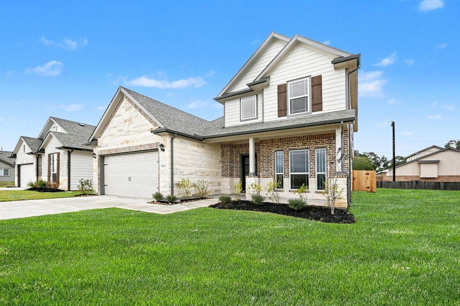 Front exterior of a new home in , Bay City, TX, highlighting curb appeal (Image 18). Front exterior of a new home in , Bay City, TX, highlighting curb appeal (Image 18).