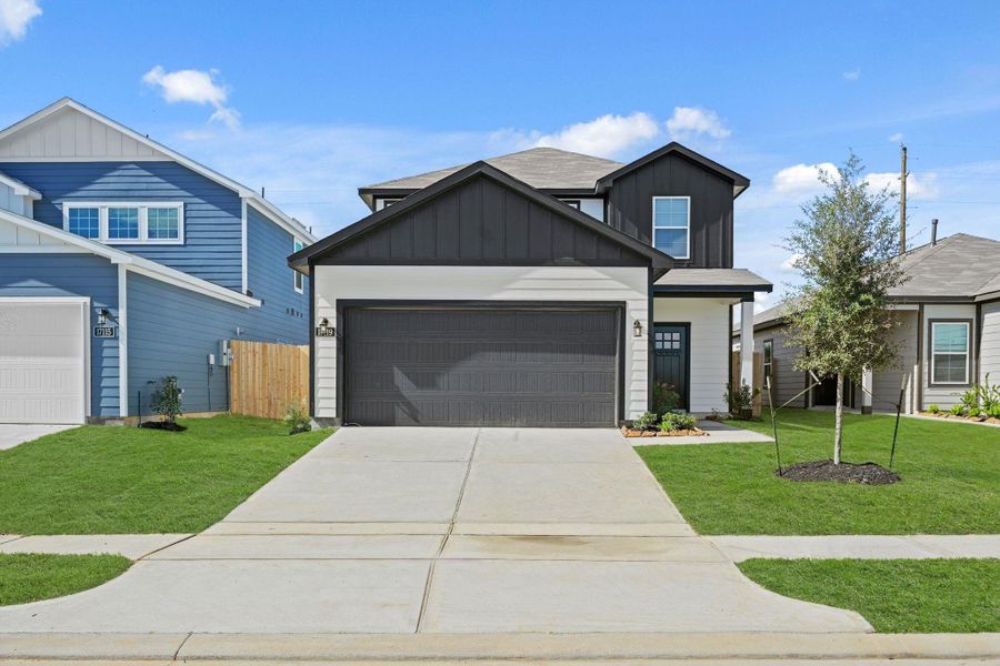 Front exterior of a new home in Lonestar Collection at Paloma at Sanford Farms, Waller, TX, highlighting curb appeal (Image 21).