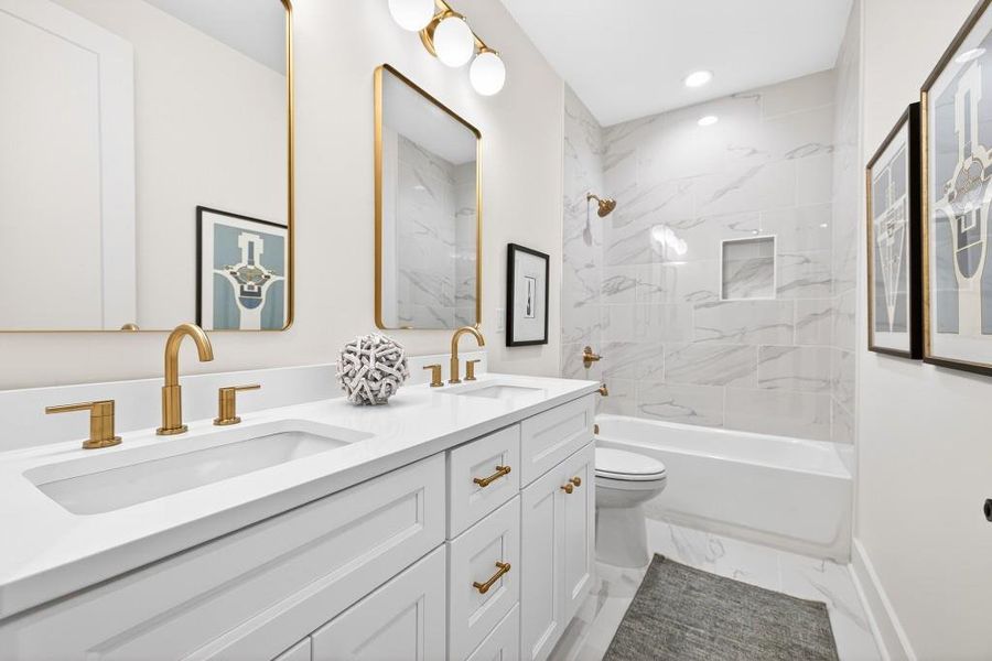 Furnished interior view inside a new home in Skyview On Broad, Sugar Hill (Image 12). Furnished interior view inside a new home in Skyview On Broad, Sugar Hill (Image 12).