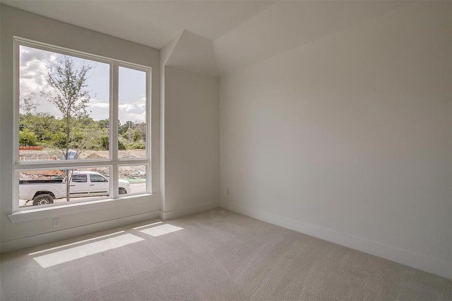 Carpeted spare room featuring a wealth of natural light