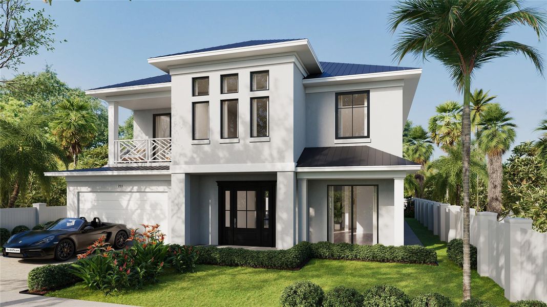 Front exterior of a new home in , Delray Beach, FL, highlighting curb appeal (Image 2). Front exterior of a new home in , Delray Beach, FL, highlighting curb appeal (Image 2).