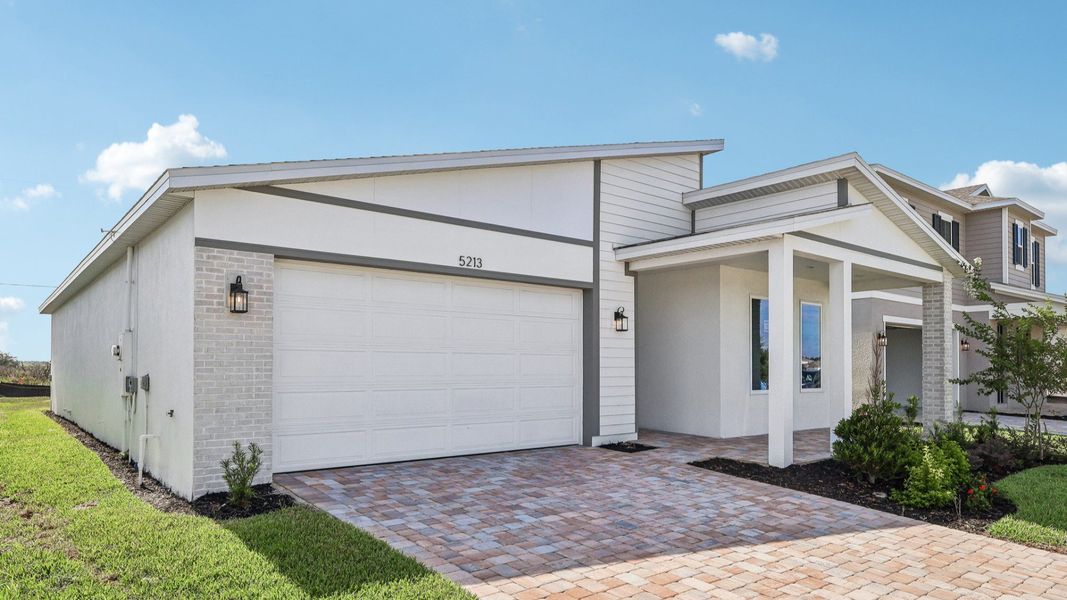Acacia Floor Plan Modern Elevation in New Home Community Lakeside at Satilla in St. Cloud, FL Acacia Floor Plan Modern Elevation in New Home Community Lakeside at Satilla in St. Cloud, FL