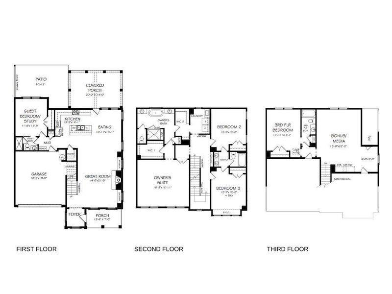 2D floor plan layout of this home in , Woodstock, GA (Image 1).