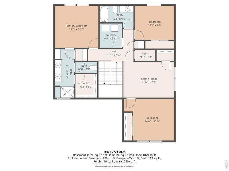 2D floor plan layout of this home in Hidden Valley – Clover Collection, Severance, CO (Image 5).