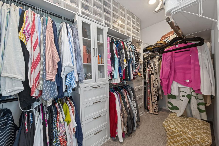 Spacious walk-in closet with extensive storage and organization space