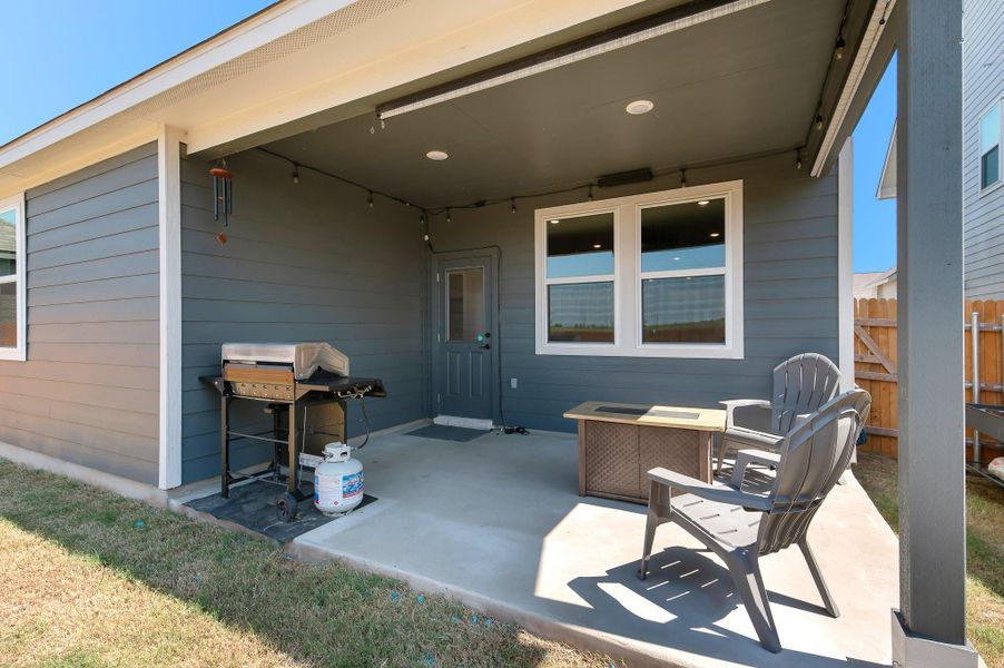 Exterior details and patio area of a home in Cottonwood Farms, Hutto (Image 3). Exterior details and patio area of a home in Cottonwood Farms, Hutto (Image 3).