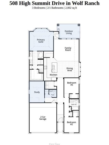 2D floor plan layout of this home in Wolf Ranch, Georgetown, TX (Image 4).
