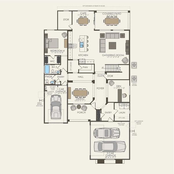 2D floor plan layout for the Starwood by Pulte Homes in Allen Ranches, Litchfield Park, AZ (Image 3).