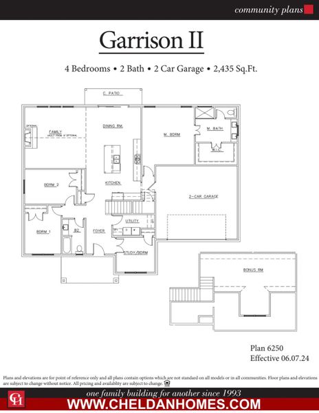 2D floor plan layout for the Garrison II by Cheldan Homes in Arbor Oaks, Boyd, TX (Image 10).