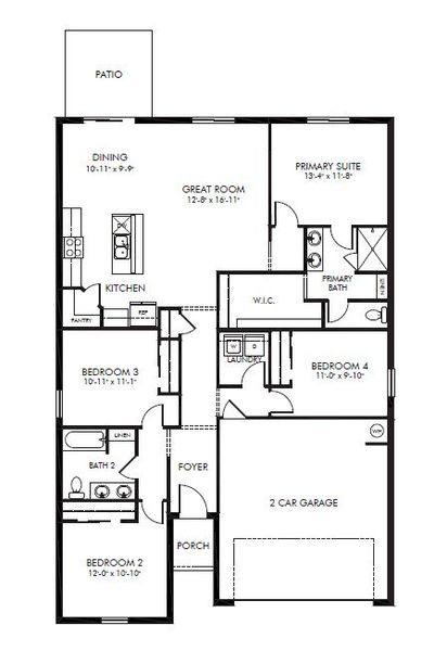 2D floor plan layout of this home in Leyland Preserve - Classic Series, Brooksville, FL (Image 1). 2D floor plan layout of this home in Leyland Preserve - Classic Series, Brooksville, FL (Image 1).
