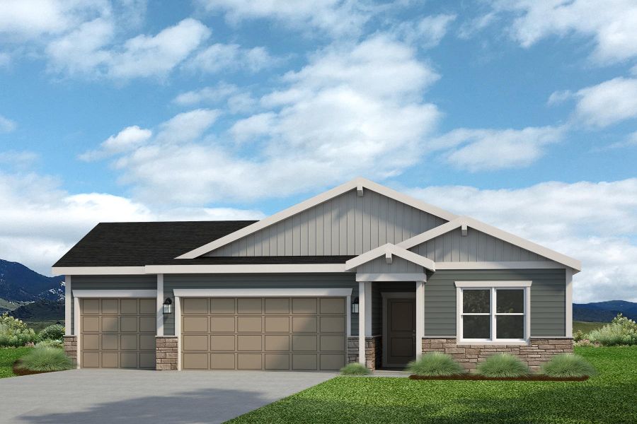 Representative exterior photo of a completed home built from the Somerset by Baessler Homes in Hudson Hills, Hudson, CO (Image 1).