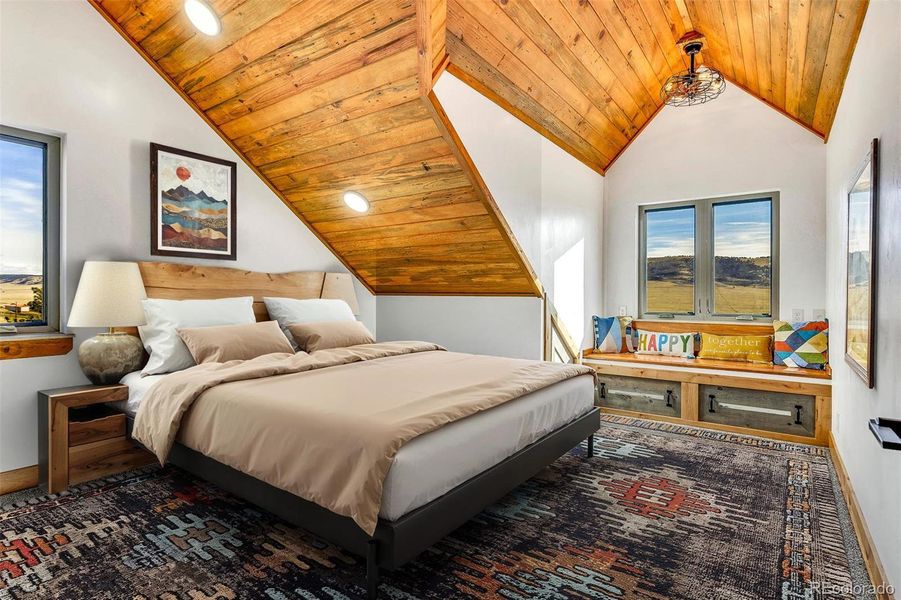 Virtually staged upper level bedroom