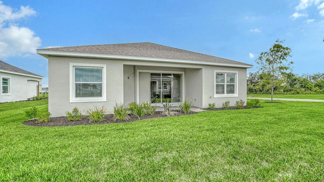 Exterior details and patio area of a home in Wildleaf Real Estate and Homes for Sale in Parrish, FL - Neal Communities, Parrish (Image 22).