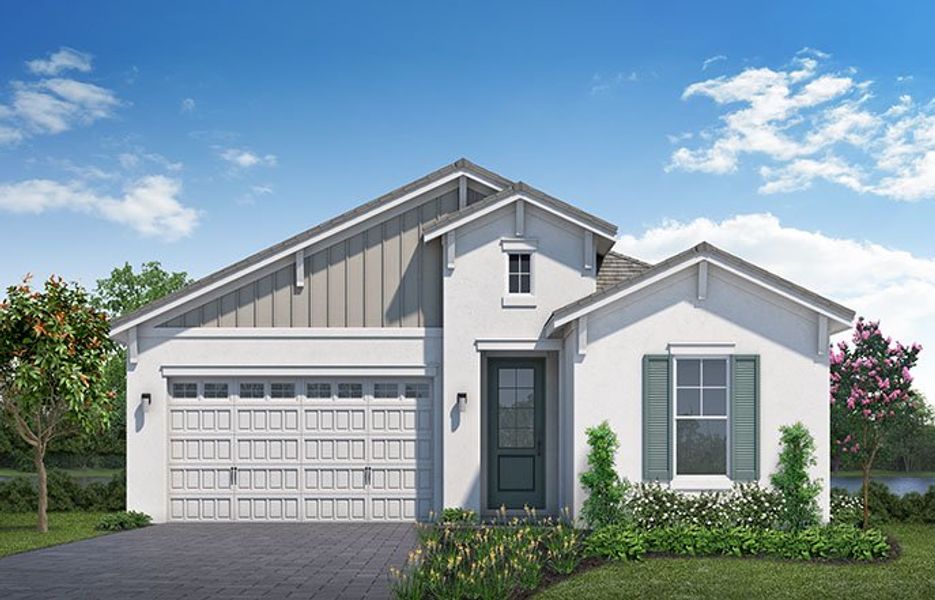 Representative exterior photo of a completed home built from the Hibiscus by Minto Communities in Westlake, Loxahatchee, FL (Image 10). Representative exterior photo of a completed home built from the Hibiscus by Minto Communities in Westlake, Loxahatchee, FL (Image 10).