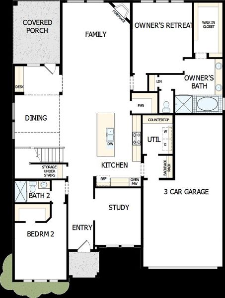 2D floor plan layout of this home in Goodland – Manor Series, Grand Prairie, TX (Image 2).
