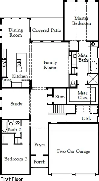 2D floor plan layout of this home in Dominion of Pleasant Valley, Wylie, TX (Image 5).