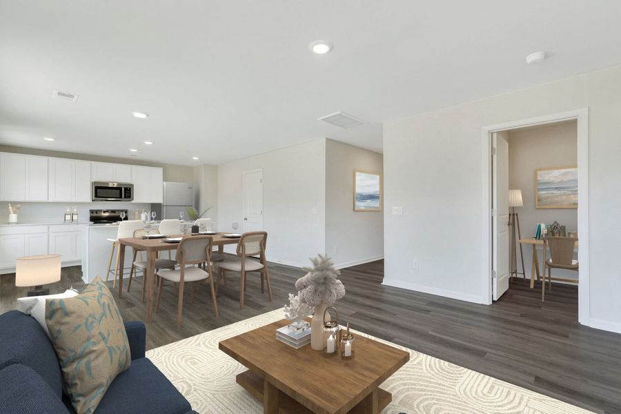 Family Room, Dining Area, Kitchen, and Pocket Office