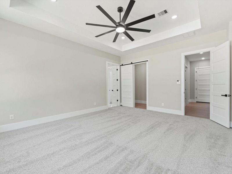 Primary bedroom with pocket office and ensuite bathroom. Primary bedroom with pocket office and ensuite bathroom.