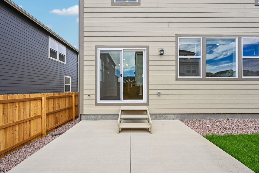Exterior details and patio area of a home in Ridge at Lorson Ranch, Colorado Springs (Image 25). Exterior details and patio area of a home in Ridge at Lorson Ranch, Colorado Springs (Image 25).