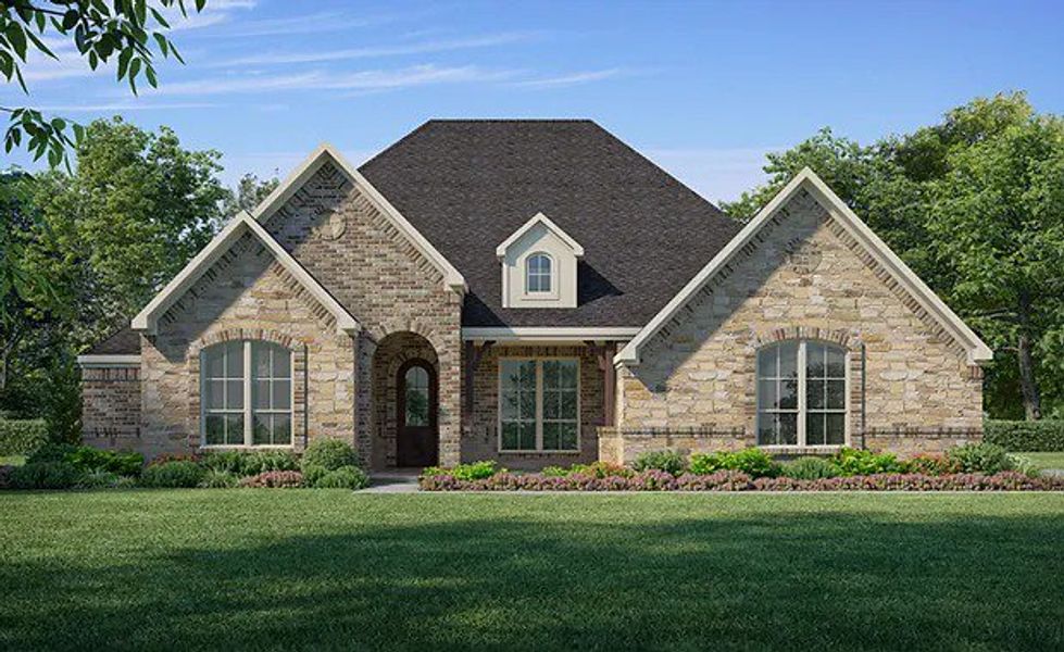 Front exterior of a new home in Deer Pines, Conroe, TX, highlighting curb appeal (Image 1). Front exterior of a new home in Deer Pines, Conroe, TX, highlighting curb appeal (Image 1).