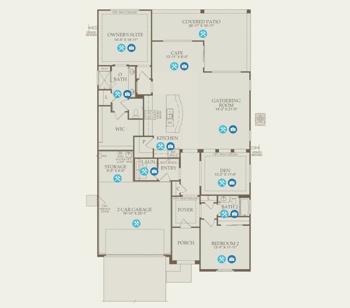 2D floor plan layout of this home in Sun City Anthem at Merrill Ranch, Florence, AZ (Image 1).