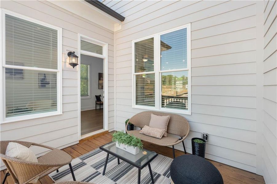 Exterior details and patio area of a home in Waterside Townhomes, Peachtree Corners (Image 22).