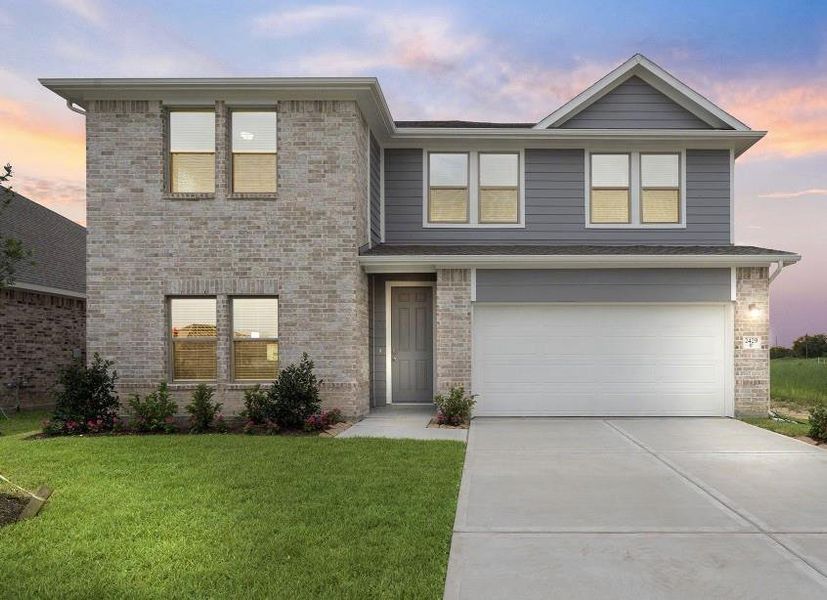 Front exterior of a new home in River Ranch Trails, Dayton, TX, highlighting curb appeal (Image 2). Front exterior of a new home in River Ranch Trails, Dayton, TX, highlighting curb appeal (Image 2).