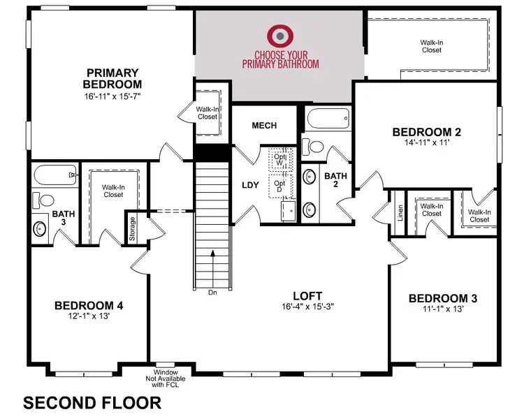2D floor plan layout for the Mitchell by Beazer Homes in Stonewood Estates, Durham, NC (Image 4).