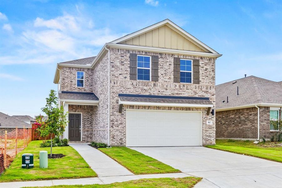 Front exterior of a new home in Ambergrove, Royse City, TX, highlighting curb appeal (Image 1).