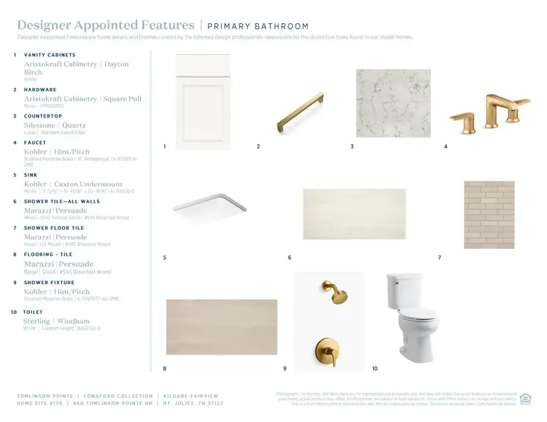 Sample of building materials used in homes in Tomlinson Pointe, Mount Juliet (Image 10).