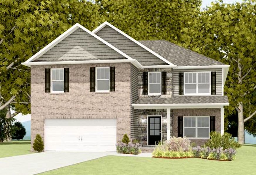 Representative exterior photo of a completed home built from the The Walton by Smithbilt Homes in Manor in The Foothills, Maryville, TN (Image 1).