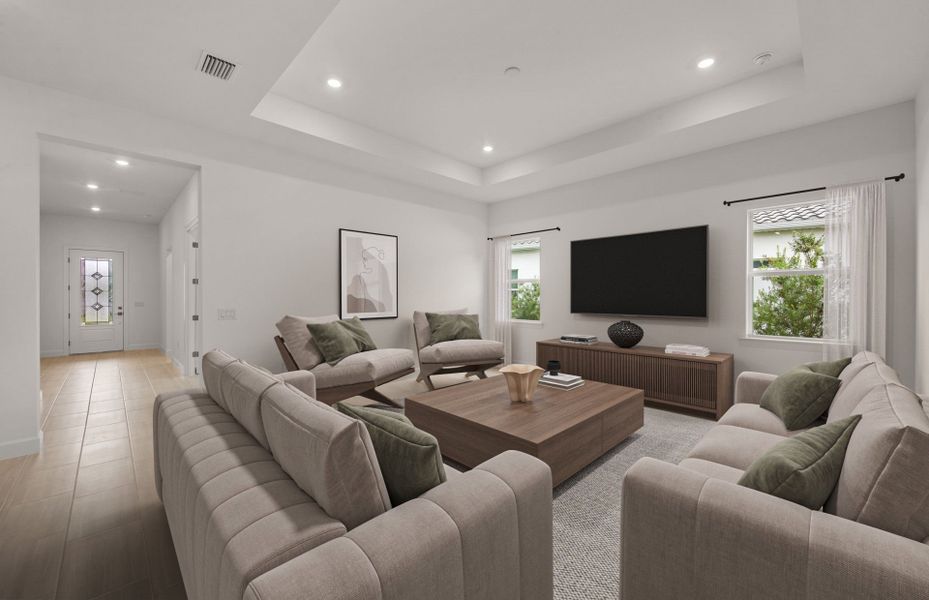 Furnished interior view inside a new home in Del Webb Oak Creek, North Fort Myers (Image 17). Furnished interior view inside a new home in Del Webb Oak Creek, North Fort Myers (Image 17).