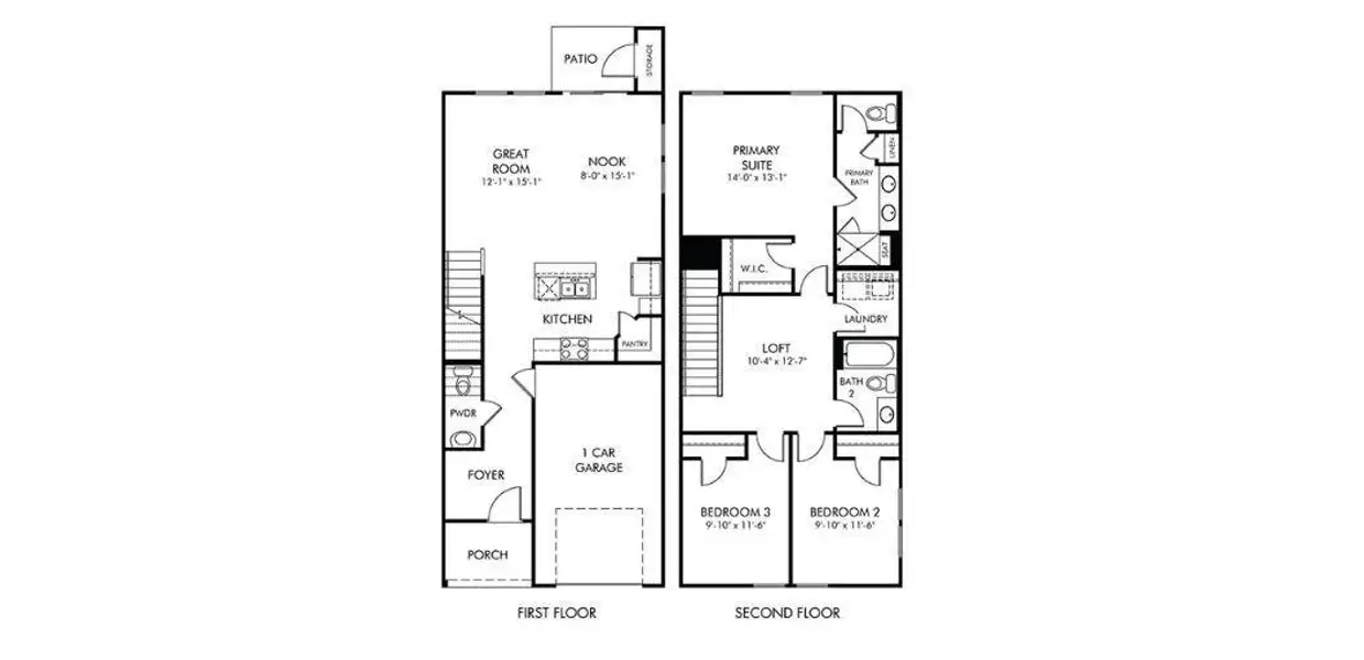 2D floor plan layout of this home in Galloway Ridge, Charlotte, NC (Image 3).