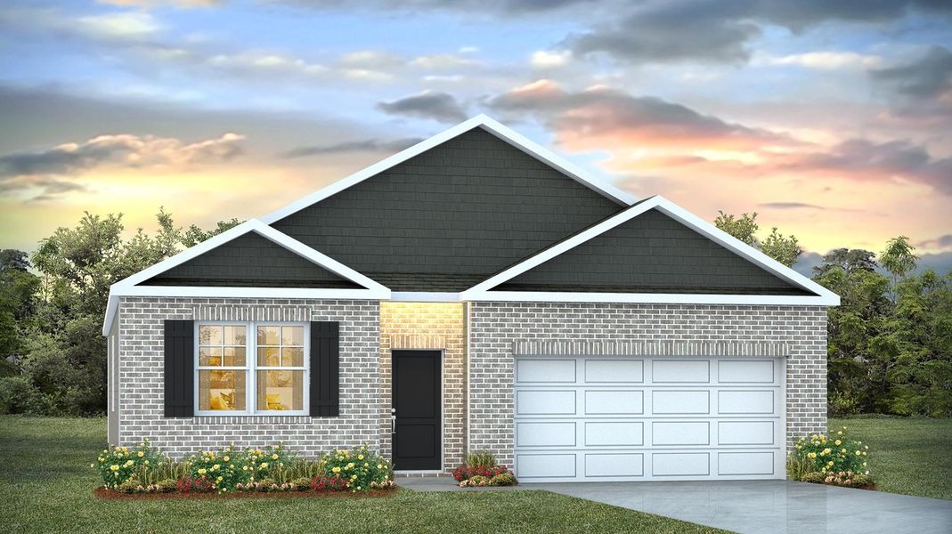 Front exterior of a new home in Gates Village, Lugoff, SC, highlighting curb appeal (Image 1). Front exterior of a new home in Gates Village, Lugoff, SC, highlighting curb appeal (Image 1).