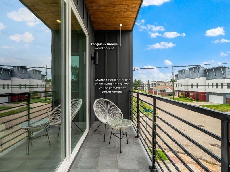 Step out onto your private patio with tongue-and-groove wood-accented ceilings—an elevated spot to sip your morning coffee or unwind in the evening.