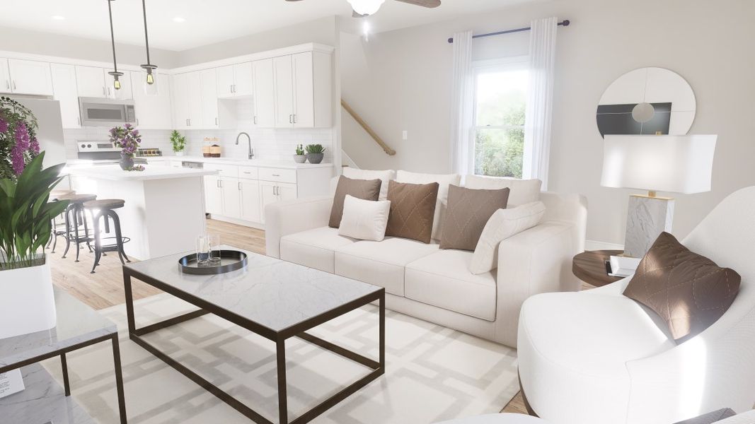 Representative furnished interior of a home built from the Fontaine Townhome by Parkside Builders in The Parks of Mill Town, Chattanooga (Image 8).