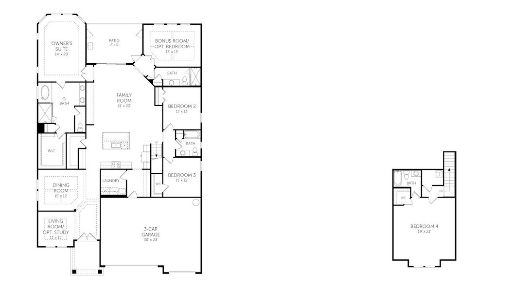 2D floor plan layout for the Boca II - 60' Homesites by Dream Finders Homes in Hyland Trail, Green Cove Springs, FL (Image 3).