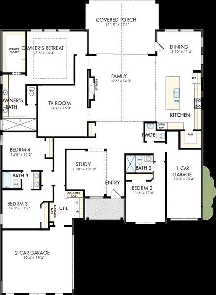 2D floor plan layout of this home in Terraces – Estates, Rockwall, TX (Image 2). 2D floor plan layout of this home in Terraces – Estates, Rockwall, TX (Image 2).