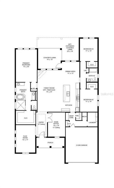 2D floor plan layout of this home in Southern Hills 65', Brooksville, FL (Image 2). 2D floor plan layout of this home in Southern Hills 65', Brooksville, FL (Image 2).