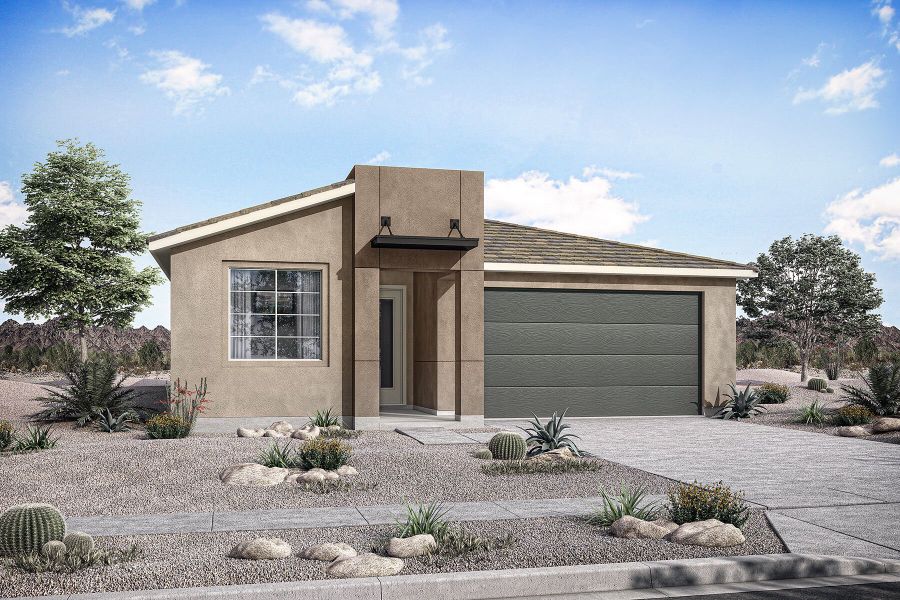 Representative exterior photo of a completed home built from the Ginger by Mattamy Homes in Empire Pointe, Queen Creek, AZ (Image 1). Representative exterior photo of a completed home built from the Ginger by Mattamy Homes in Empire Pointe, Queen Creek, AZ (Image 1).