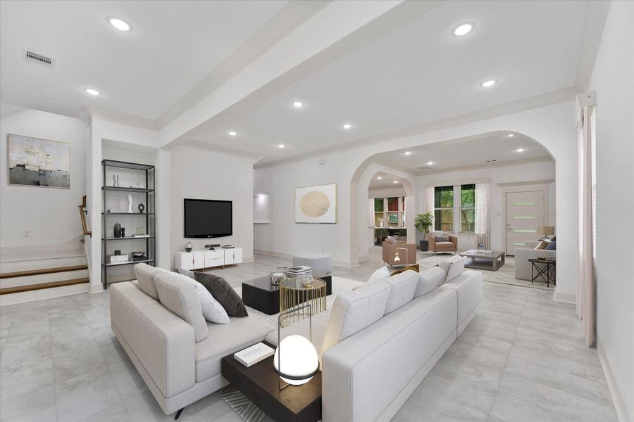 Virtually staged living space. Virtually staged living space.