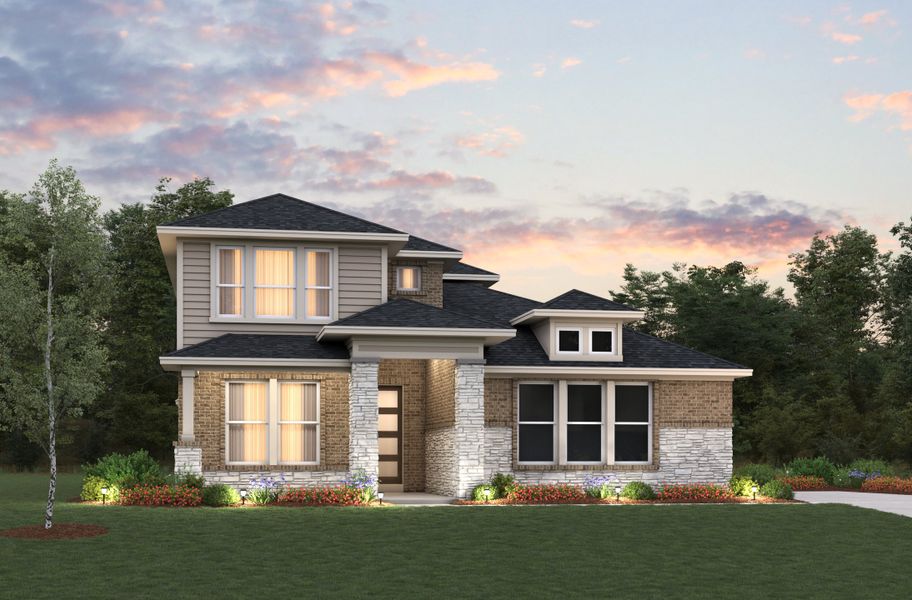 Representative exterior photo of a completed home built from the Huntsville by Beazer Homes in Timber Hollow: Heritage Collection, Magnolia, TX (Image 2). Representative exterior photo of a completed home built from the Huntsville by Beazer Homes in Timber Hollow: Heritage Collection, Magnolia, TX (Image 2).