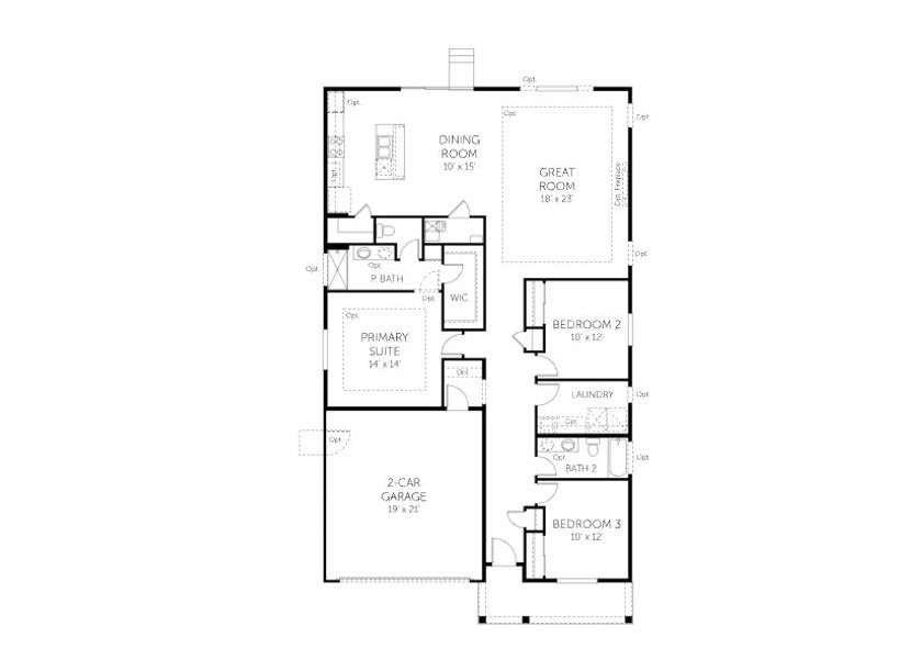 2D floor plan layout for the Silverthorne - Single Family Homes by Dream Finders Homes in Wolf Creek Run, Strasburg, CO (Image 5).