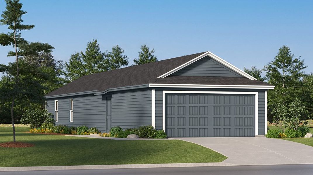 Front exterior of a new home in Santa Fe Village, Cleveland, TX, highlighting curb appeal (Image 1). Front exterior of a new home in Santa Fe Village, Cleveland, TX, highlighting curb appeal (Image 1).