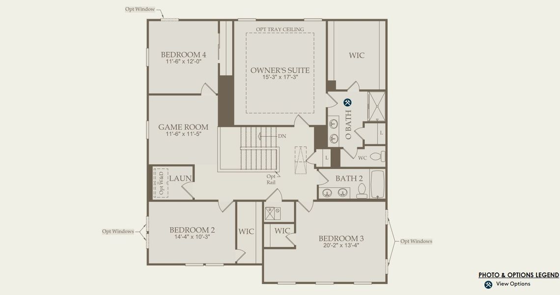 2D floor plan layout for the Mitchell by Pulte Homes in Wimberly, Angier, NC (Image 4).