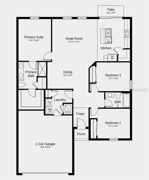 2D floor plan layout of this home in Firethorn, Parrish, FL (Image 3).