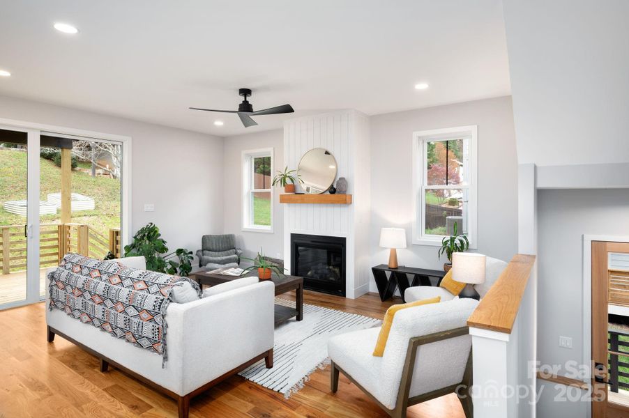 Spacious Living Room and Deck Access