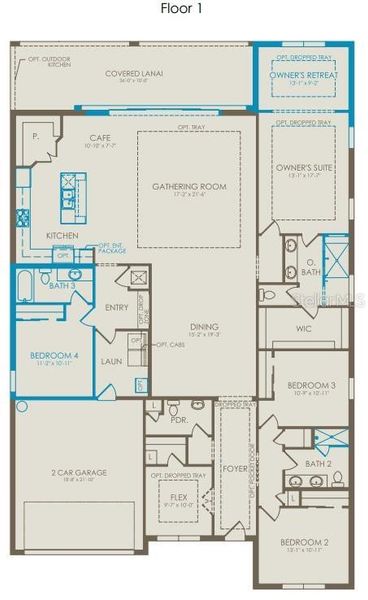 2D floor plan layout of this home in Bridgewalk, St. Cloud, FL (Image 3).